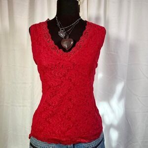 Covington Red Lace Sleeveless Top – Women's XL